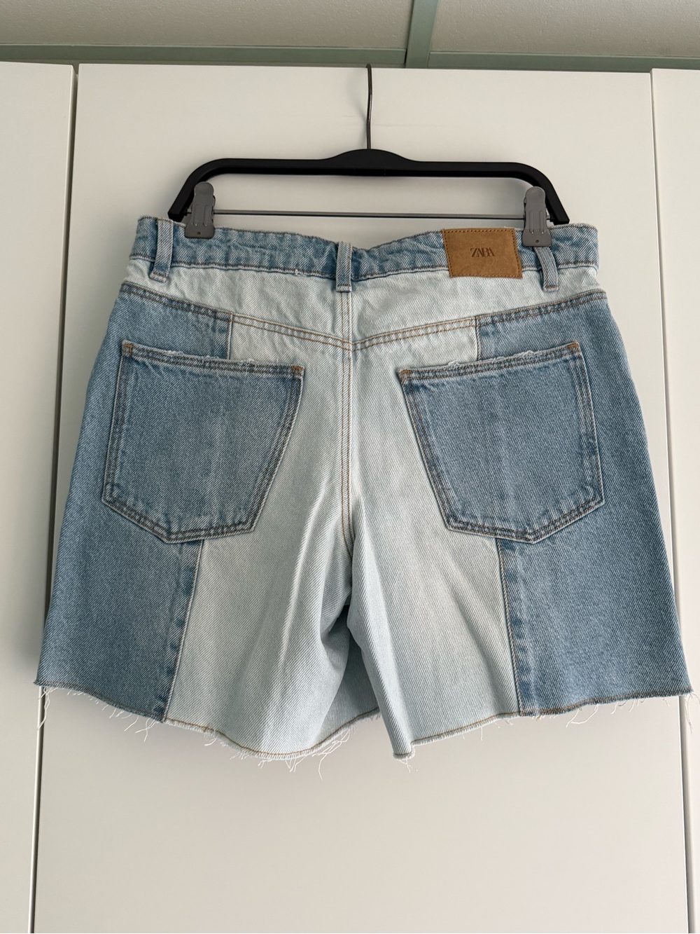 Zara Light Blue Patchwork Denim Shorts